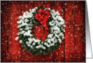 Snowy Christmas Wreath on Barn Door Blank Card