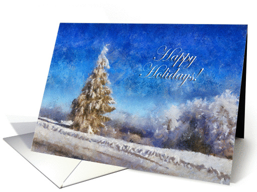Painted Snow Scene With Tree Happy Holidays card (883440)
