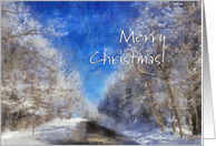 Snowy Road - Impressionist Merry Christmas card