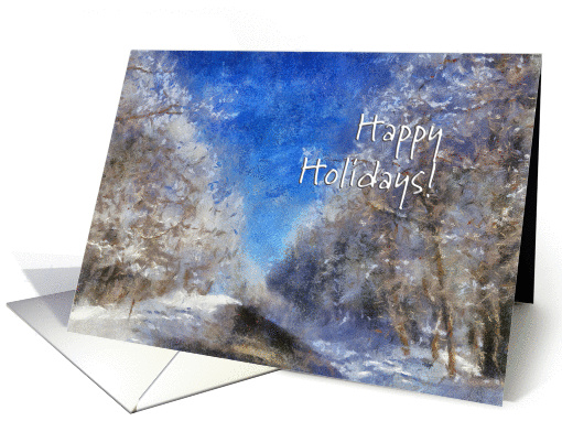 Snowy Road - Impressionist Happy Holidays card (883483)