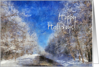 Snowy Road - Impressionist Happy Holidays card