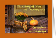 Thinking of Grandma and Grandpa at Thanksgiving, Basket of Mums card