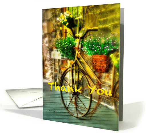 Thank You, Bicycle in Springtime, Blank Note card (958021)