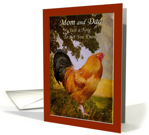 Thinking of Mom and Dad Vintage Chanticleer Rooster card (966431)