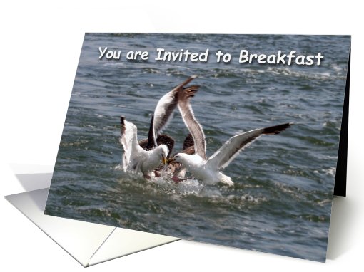 You are invited to breakfast seagulls card (658165)