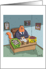 Cat Business Man Birthday Kibble and Litter Box Humor card
