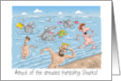 Funny Stag and Doe Invitation with Pantsing Sharks sharks card