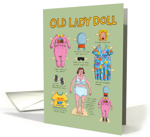 Old Lady Paper Doll Getting Older Humor Birthday card (1452698)