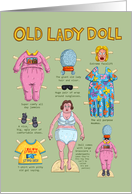 Old Lady Paper Doll Getting Older Humor Birthday card