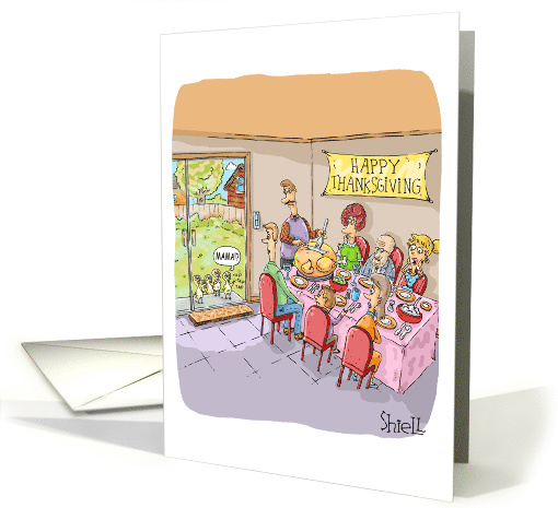 Funny Thanksgiving With Dark Humor Turkey Kids Looking for Mama card