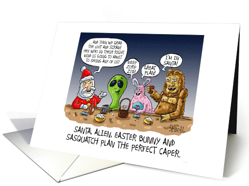 SANTA, ALIEN, SASQUATCH and EASTER BUNNY CAPER card (1452972)