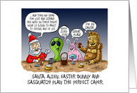 SANTA, ALIEN, SASQUATCH and EASTER BUNNY CAPER card