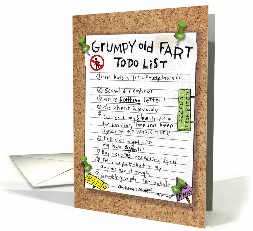 Grumpy Old Fart To Do List Retirement Congratulations card (1454176)