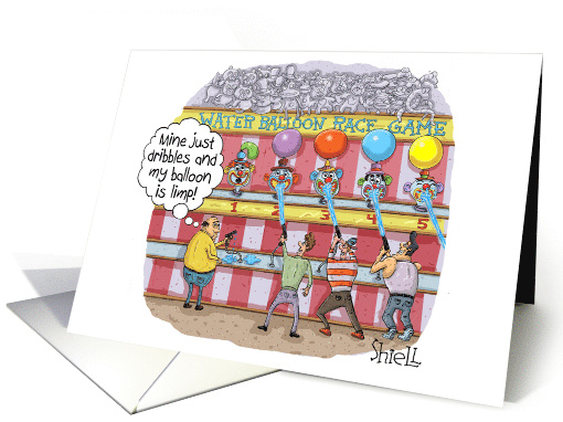 My Ballon is limp! Funny Birthday card for the middle aged man. card