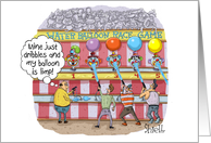 My Ballon is limp! Funny Birthday card for the middle aged man. card