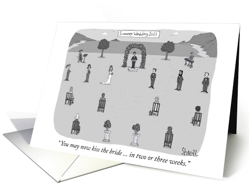 Practice Social Distancing at Summer Wedding Announcement card