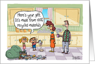 Mother’s Day to Mom with Two Kids Giving Mother a Garbage Gift card