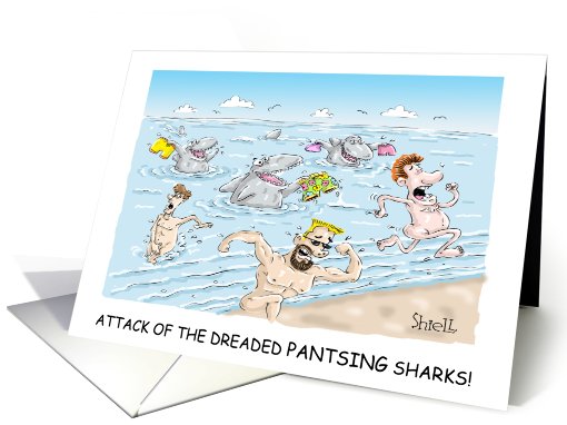 Pantsing Sharks card (508444)