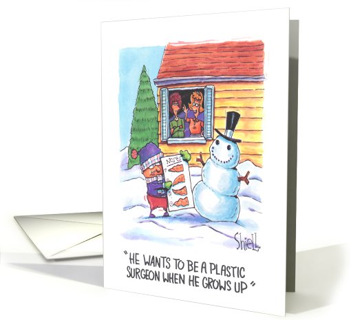 Christmas snowman - Plastic surgeon kid card (512740)