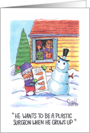 Christmas snowman - Plastic surgeon kid card