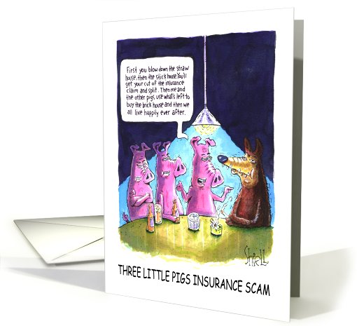 Happy Birthday - Three Little Pigs insurance scam card (519903)