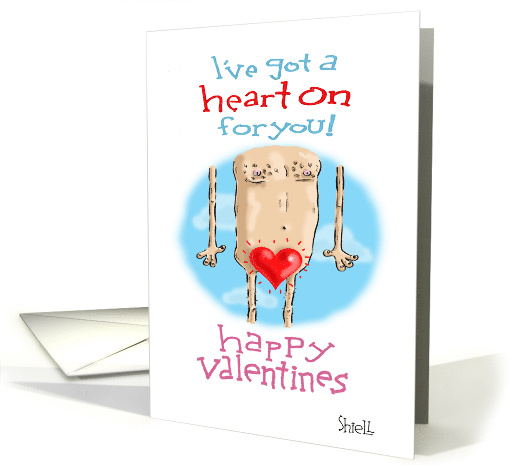 Funny Valentines With a Heart Covering Man's Junk He's got... (642810)