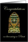 Congratulations on becoming a Priest, stained glass window card