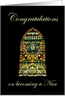 Congratulations on becoming a Nun, stained glass window card