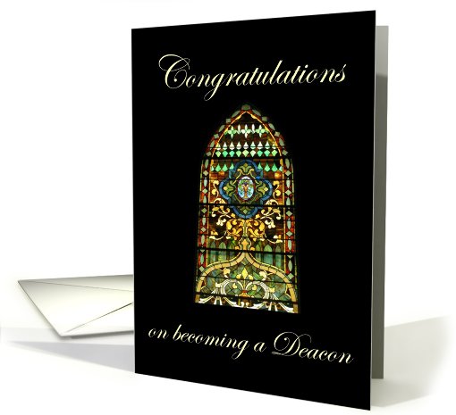 Congratulations on becoming a Deacon, stained glass window card