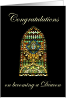 Congratulations on becoming a Deacon, stained glass window card