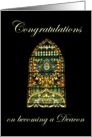 Congratulations on becoming a Deacon, stained glass window card