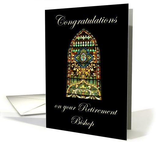 Congratulations on your Retirement Bishop, stained glass window card