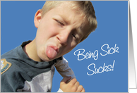 Being Sick Sucks - Boy Tongue Out card