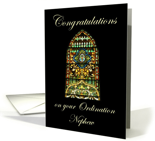 Congratulations on your Ordination Nephew - Stained Glass card