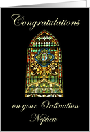 Congratulations on your Ordination Nephew - Stained Glass card