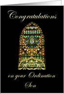 Congratulations on your Ordination Son - Stained Glass card