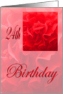 Happy 24th Birthday Dianthus Red Flower card