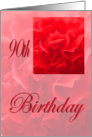Happy 90th Birthday Dianthus Red Flower card