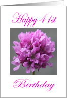 Happy 41st Birthday Purple Flower card