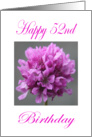 Happy 52nd Birthday Purple Flower card