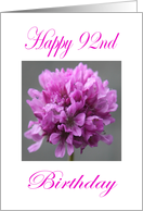 Happy 92nd Birthday Purple Flower card