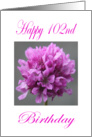 Happy 102nd Birthday Purple Flower card