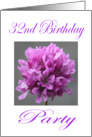Happy 32 nd Birthday Party Invitation Purple Flower card
