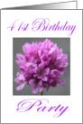 Happy 41 st Birthday Party Invitation Purple Flower card