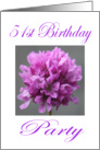 Happy 51 st Birthday Party Invitation Purple Flower card