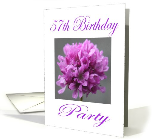 Happy 57th Birthday Party Invitation Purple Flower card (804242)