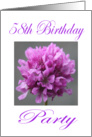 Happy 58th Birthday Party Invitation Purple Flower card