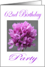 Happy 62nd Birthday Party Invitation Purple Flower card