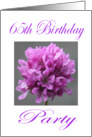 Happy 65th Birthday Party Invitation Purple Flower card