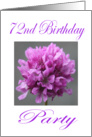 Happy 72 nd Birthday Party Invitation Purple Flower card
